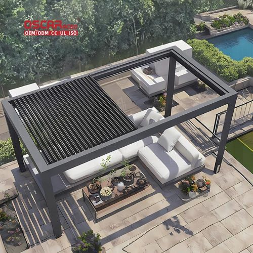 Waterproof Motorised Aluminum Pergola Backyard Outdoor Kitchen Patio Automatic Customized Sustainable Retractable Pergola