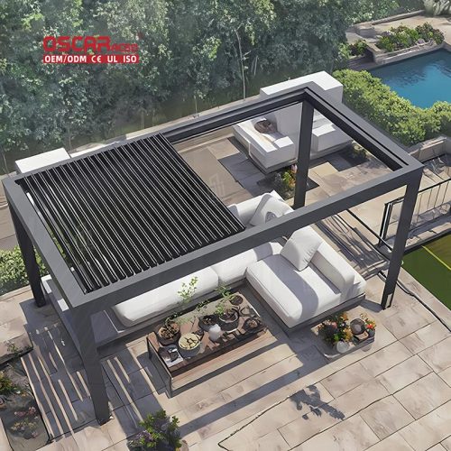 Light - Duty Waterproof Aluminium Pergola with Motorized Roof Patio Garden and Outdoor Areas Retractable Pergola