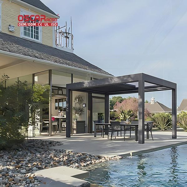 Diy Bioclimate Outdoor Shading and Ventilating Patio Garden Backyard Pergola Set Retractable Pergola
