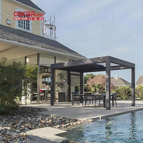 Waterproof Motorized Automatic Customizable Pergola House Patio Sunrooms Outdoor Spaces Retractable Pergola