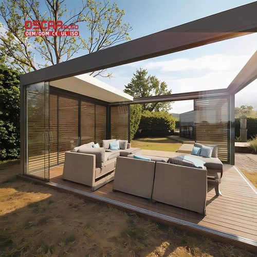 Aluminum Louvered Sunshade Garden Patio Balcony Sunshading Privacy Protection innovative Adjustable Retractable Pergola