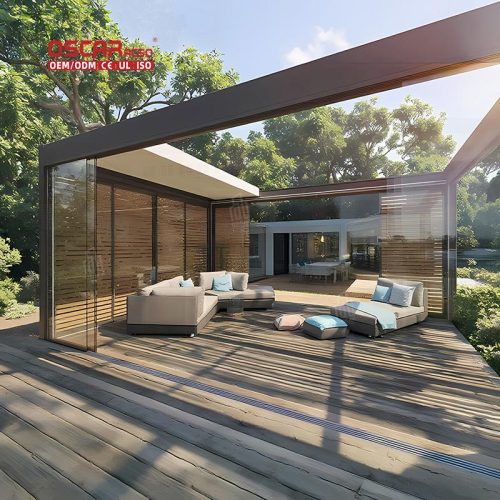 Customizable Size Waterproof Aluminium Motorized Patio Shade Canopy Garden Backyard Poolside Retractable Pergola