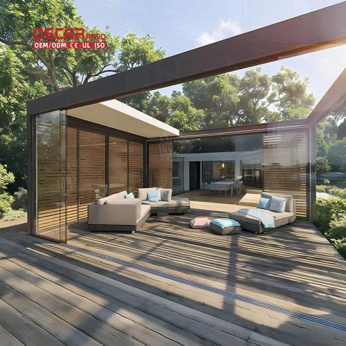 Customized Waterproof Bioclimatic Gazebo Aluminum Louvered Roof with Heater Patio Garden Backyard Retractable Pergola