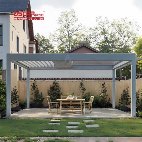 High Quality Modern Waterproof Aluminum 3X3M Electric Opening Pergola Coverings Garden Patio Backyard Retractable Pergola