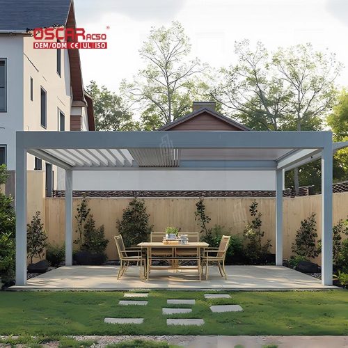 Remote Control Louvered Waterproof Aluminium Profile Outdoor Gazebo Garden Patio Backyard Pergola Retractable Pergola