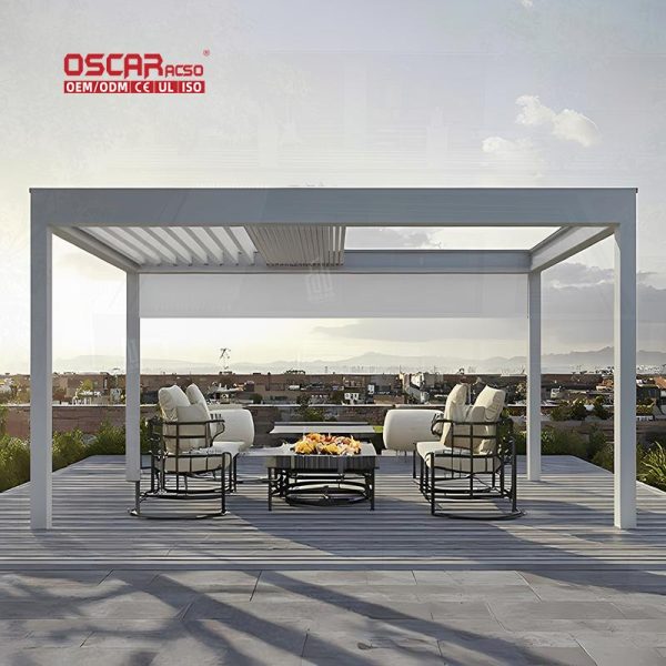Outdoor Waterproof Electric Adjustable Design Alloy Frame Awning Pergola Patio Garden Backyard Retractable Pergola