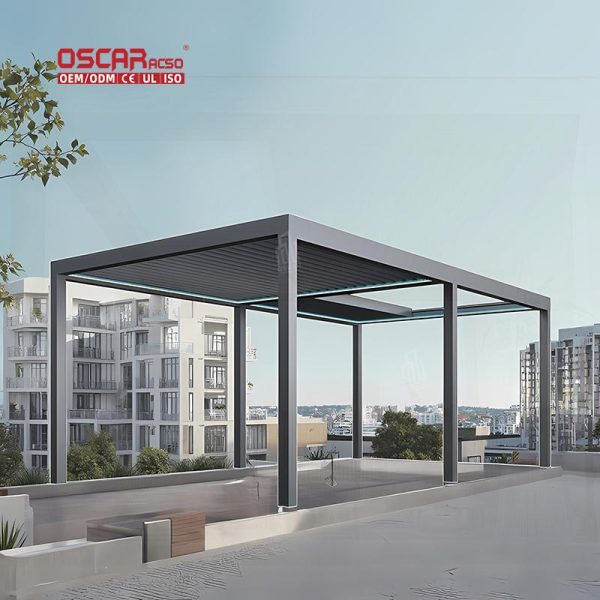 Louvered Roof Bioclimatic Aluminium Pergola Ideal Gardens Patios Backyards Customizable Functional Retractable Pergola