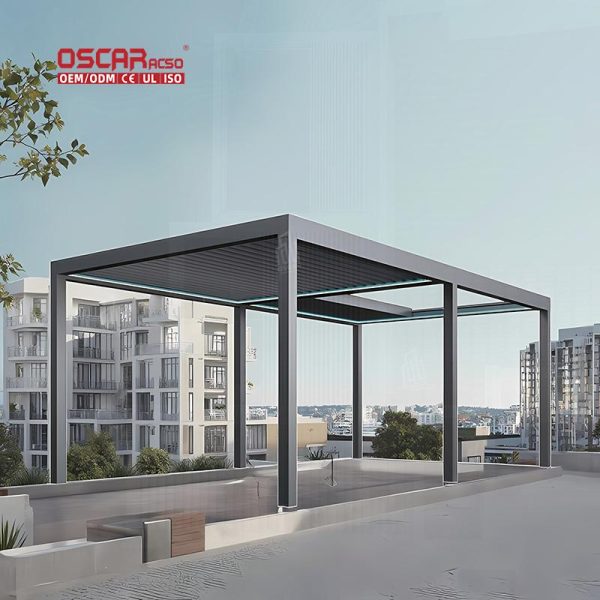 Adjustable Aluminum Rooftop Windowed Pergola Garden Patio Balcony Outdoor Shading Shelter Structure Retractable Pergola