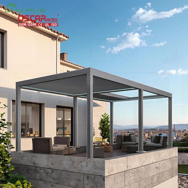 Furniture Sets Made Of 6005 Aluminum Alloy with Powder Coated Feature Ideal Patio Backyard and Poolside Retractable Pergola