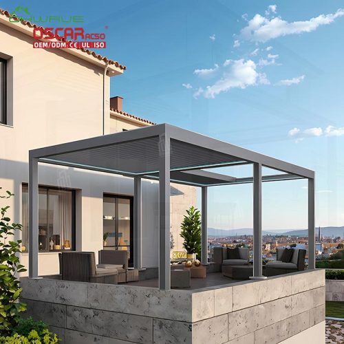 Automatic Outdoor Bioclimatic Aluminium Pergola with Opening Louvred Roof Patio Garden Balcony Retractable Pergola