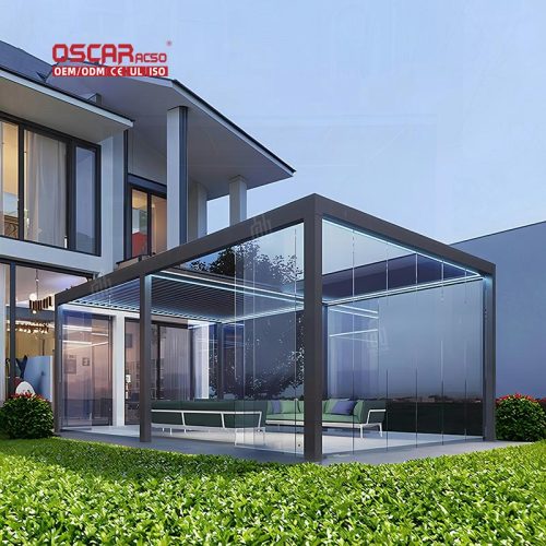 Customized Remote - Controlled Waterproof Aluminium Canopy Pavilion Garden Patio Backyard Retractable Pergola