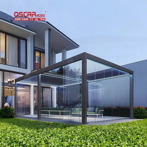 Sustainable Aluminum Patio Deck Louver Roof Electric Pergola Awning Outdoor Garden Balcony Bioclimatic Retractable Pergola