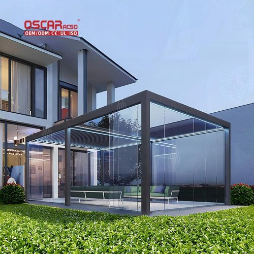 Outdoor Garden Waterproof 3X3M Aluminium Pergola Gazebo Modern Manual Patio Balcony Backyard Retractable Pergola
