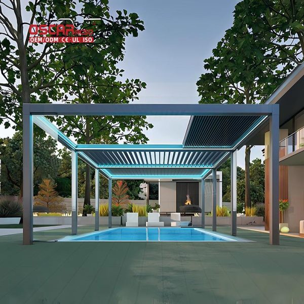 Outdoor Garden Waterproof 3X3M 12X20 Aluminium Modern Manual Pergola Gazebo Backyard Patio Terrace Retractable Pergola
