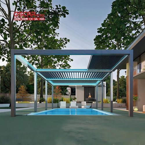 3X4 4X4 6X4 Outdoor Bioclimatic Aluminum Louver Pergola with Modern Design Ideal Gardens Patios Backyards Retractable Pergola