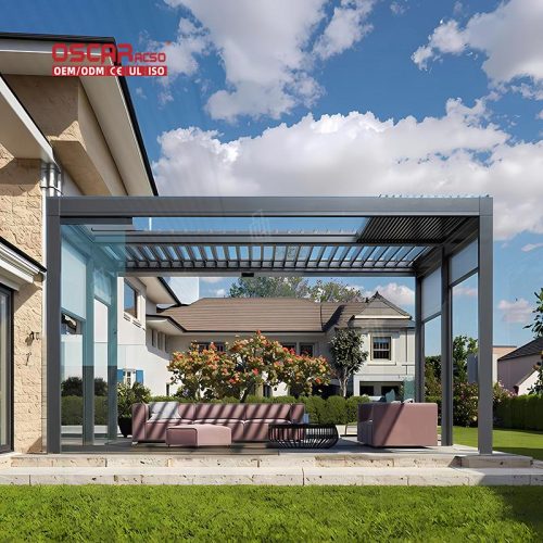 Automatic Smart Waterproof Aluminium Outdoor Louver Roof System Patio Garden Motorized Pergolas Retractable Pergola
