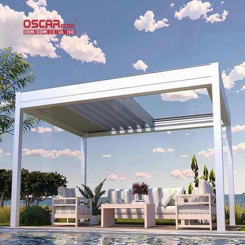 Modern Design Rainproof Outdoor Aluminum Louvered Sun Shelter Garden Patio Balcony Retractable Pergola