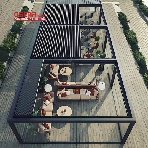 Outdoor Aluminum Louvered Roof Patio Garden Terrace Motorized Bioclimatic Eco  Sustainable Pergola Retractable Pergola