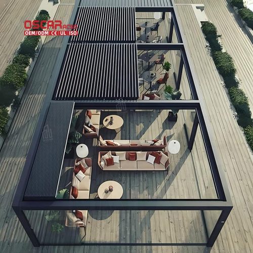 Outdoor Waterproof Adjustable Louver Covers with Roller Blinds Garden Patiobalcony Retractable Pergola