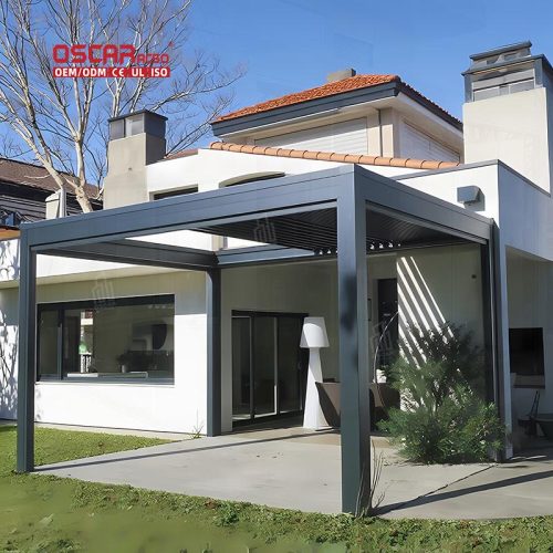 Quality Customized Waterproof Motorized Louvered Outdoor Bioclimatic Aluminium Pergola Garden Patio Yard Retractable Pergola