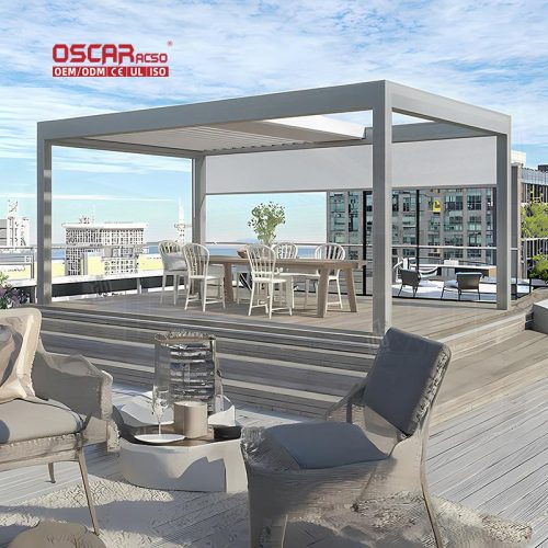 Sustainable Adjustable Louver Roof Outdoor Garden Bioclimatic Aluminum Pergola Systems Patio Deck Backyard Retractable Pergola