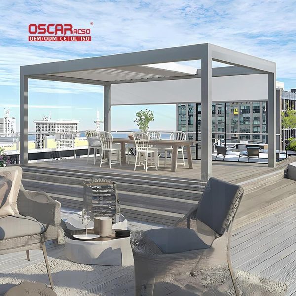3X4 Adjustable Aluminium Alloy Louvered Sunshade Outdoor Waterproof Use in Gardens Patios and Backyards Retractable Pergola