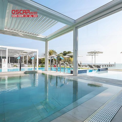 Sizes Sun  Blocking Waterproof Electric Outdoor Aluminum Patio Shelter Garden Backyard Poolside Retractable Pergola