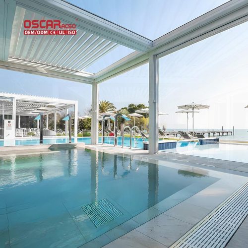 Aluminum Pergola with Sunshade and Ventilation Features Stylish and Functional Garden Patio Poolside Retractable Pergola