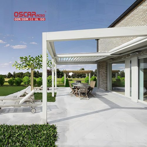 4X4 6X4 M Modern Outdoor Bioclimatic Aluminum Led Louvered Patio Shade Structure Garden Backyard Poolside Retractable Pergola