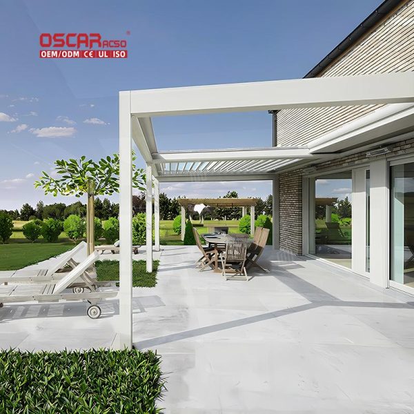 Outdoor Garden Yard Waterproof Electric Adjustable Bioclimatic Louvered Aluminum Gazebo Terrace Roof Event Retractable Pergola