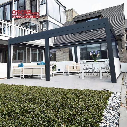 Outdoor Aluminum Pergola with Electric Louver Roof System Garden Building Ideal Backyard Patio Courtyard Retractable Pergola