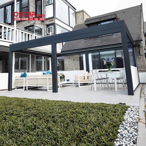 Outdoor Adjustable Waterproof Louvers Aluminum Structure Garden Patio Balcony High - Quality Shading Shelter Retractable Pergola