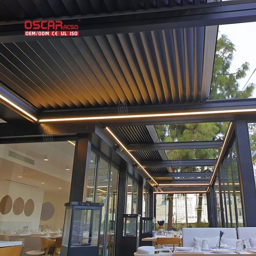 Automatic Waterproof Louvered Pergola Gazebo Outdoor Patio Garden Eco - Friendly Sustainable Design Retractable Pergola