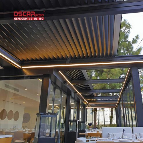 Sustainable Waterproof Customized Smart Motorized Aluminium Outdoor Gazebo Courtyard Patio Garden Retractable Pergola
