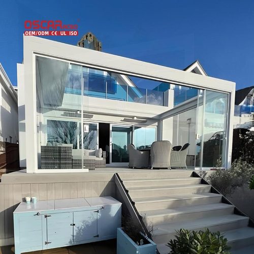 Aluminium Pergola Outdoor Terrace Patio and Garden with Adjustable Shading and Wind Resistance Features Retractable Pergola