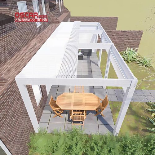 Custom Modern Waterproof Aluminum Louvered Awning Patio Garden Balcony Bioclimatic Outdoor Structure Retractable Pergola