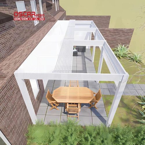 Waterproof Motorized Louvered Roof Aluminium Pergola Garden Patio Backyard Bioclimatic innovative Durable Retractable Pergola