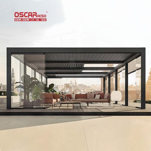 Hot Sale Outdoor Motorized Aluminum Louvered Roof Bioclimatic Pergola Suitable Garden Patio Backyard Retractable Pergola