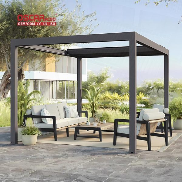 Aluminum Louvered Pergola Roof with Led Light Eco  Friendly Custom Ideal Backyard Patio Terrace Retractable Pergola