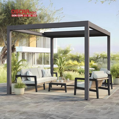 High Quality Modern Waterproof Aluminum 3X3M Electric Opening Pergola Coverings Garden Patio Backyard Retractable Pergola