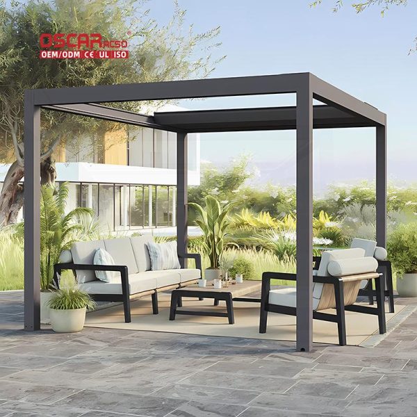 3X6 Motorised Rainproof Electric Aluminum Louvered Roof Garden Patio Balcony Pergola Retractable Pergola