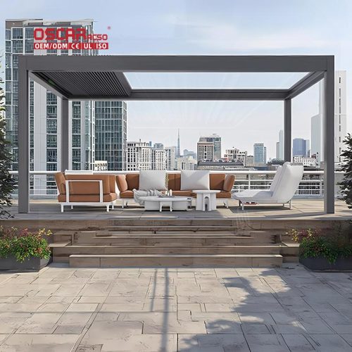 Outdoor Automatic Sun - Blinding Retractable Canopy Garden Patio Balcony Modern Arbour - Like Pergola Retractable Pergola