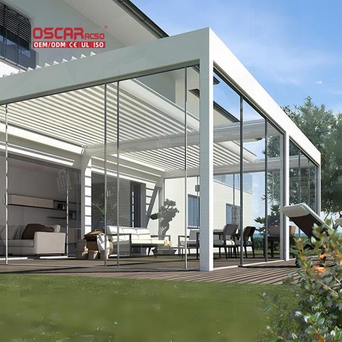 Customized Motorized Outdoor Aluminum Louvers Garden Gazebo Roof Patio Backyard Terrace Retractable Pergola