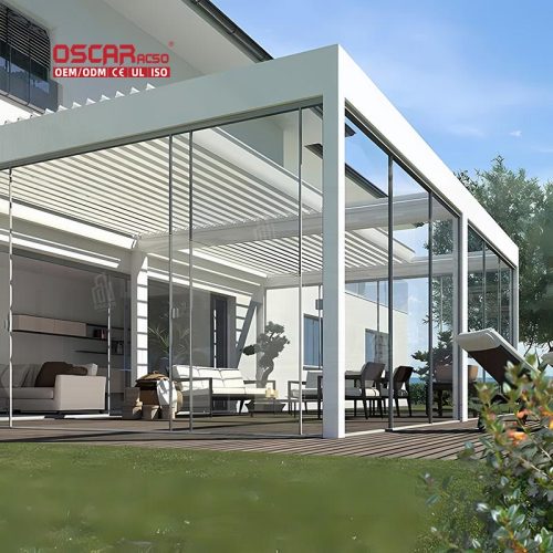 Weatherproof Louvered Aluminium Outdoor Pergola Garden Patio Balcony Easy Biological Lifestyle Retractable Pergola