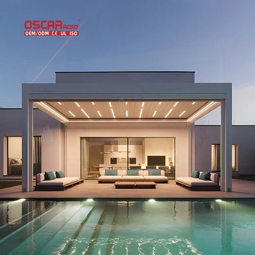 Modern Bioclimatic Outdoor Waterproof Motorized Louvered Aluminum Structure Garden Patio Backyard Retractable Pergola