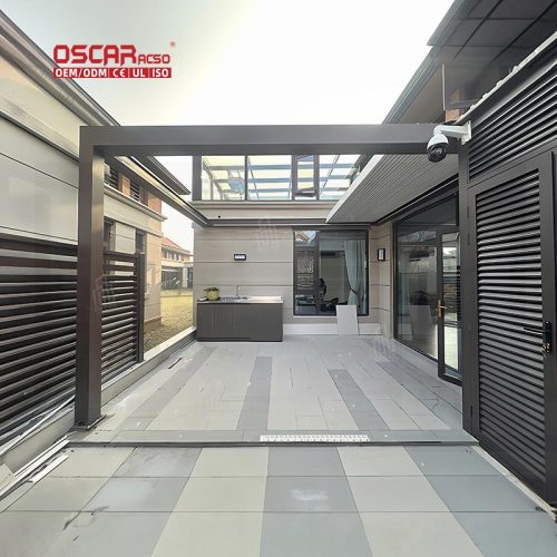 Outdoor Adjustable Waterproof Louvers Aluminum Structure Garden Patio Balcony High - Quality Shade Structure Retractable Pergola