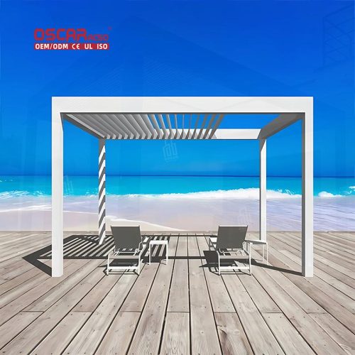 Outdoor Garden Yard Waterproof Electric Adjustable Bioclimatic Louvered Aluminum Gazebo Terrace Roof Event Retractable Pergola