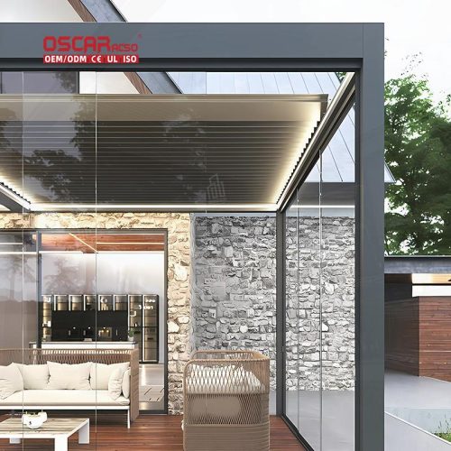 Modern Design Easily Assembled Retractable Sliding Outdoor Balcony Electric Roof Kit Patio Garden Terrace Retractable Pergola