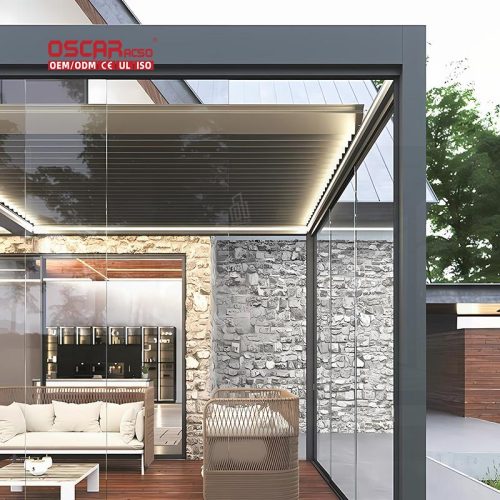 Windproof Rainproof Aluminium Covers Outdoor Terrace Shed Retractable Pergola