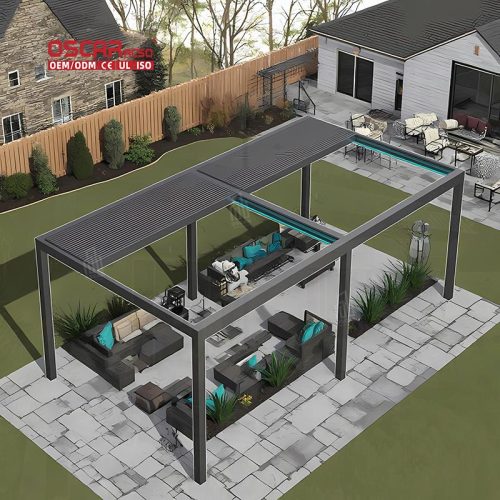 Outdoor Waterproof Aluminium Electric Pergola Garden Terrace Roof Ideal Outdoor Living Retractable Pergola